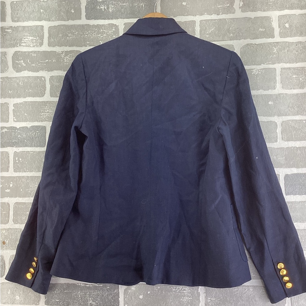 Chaps Navy 100% Linen Button Front Blazer Size 6 - Picture 4 of 4